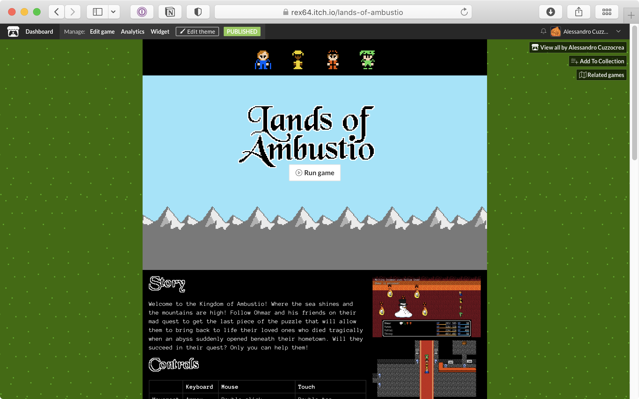 Lands of AmbustioのItch.ioページ